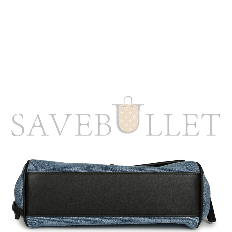 Ch**el MASTER URBAN ESSENTIAL FLAP BAG BLUE De*1m BLACK CALFSKIN GOLD HARDWARE (29*16*9.5cm)